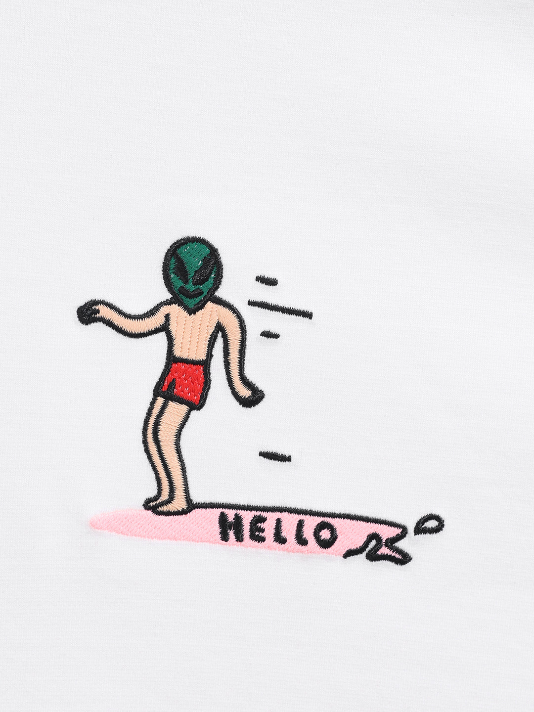 Men's White Relaxed Fit Embroided 240 GSM Casual T-Shirt