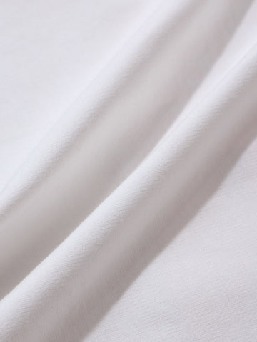 Men's White Relaxed Fit Embroided 240 GSM Casual T-Shirt