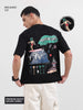 Men's Black Relaxed Fit Embroided 240 GSM Casual T-Shirt