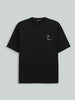 Men's Black Relaxed Fit Embroided 240 GSM Casual T-Shirt