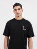 Men's Black Relaxed Fit Embroided 240 GSM Casual T-Shirt