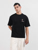 Men's Black Relaxed Fit Embroided 240 GSM Casual T-Shirt