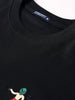 Men's Black Relaxed Fit Embroided 240 GSM Casual T-Shirt