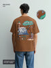 Men's Brown Relaxed Fit Embroided 240 GSM Casual T-Shirt