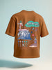 Men's Brown Relaxed Fit Embroided 240 GSM Casual T-Shirt