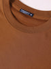 Men's Brown Relaxed Fit Embroided 240 GSM Casual T-Shirt