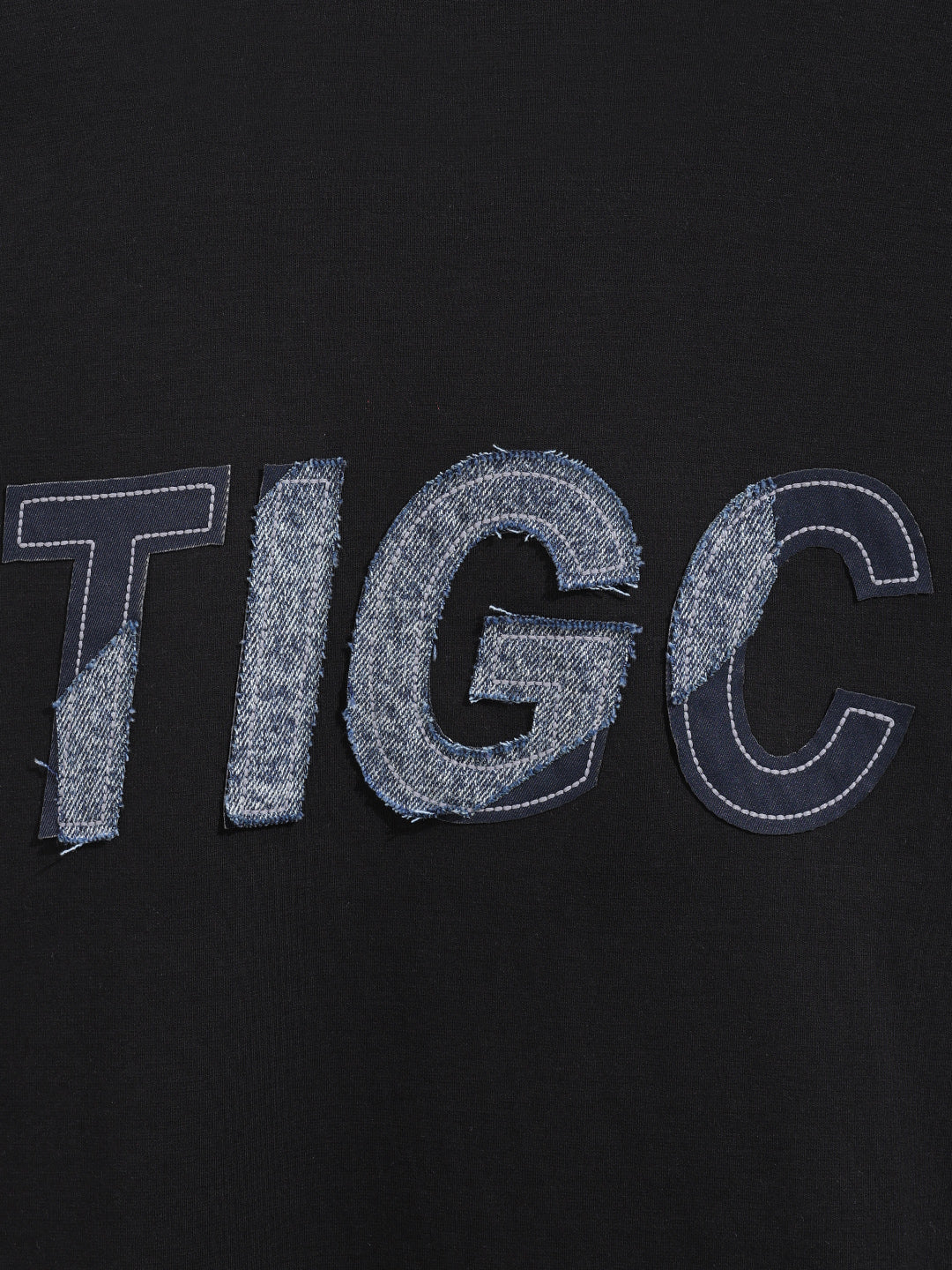 Men's Black Relaxed Fit Embroided 240 GSM Casual T-Shirt