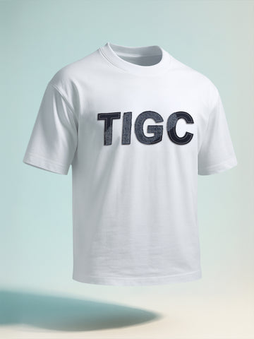 Men's White Relaxed Fit Embroided 240 GSM Casual T-Shirt