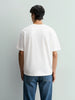 Men's White Relaxed Fit Embroided 240 GSM Casual T-Shirt