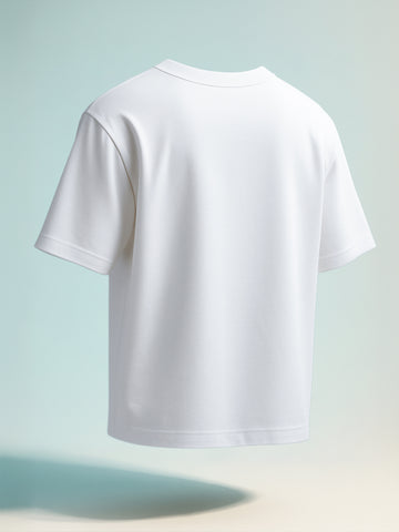 Men's White Relaxed Fit Embroided 240 GSM Casual T-Shirt