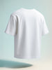 Men's White Relaxed Fit Embroided 240 GSM Casual T-Shirt