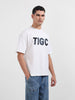 Men's White Relaxed Fit Embroided 240 GSM Casual T-Shirt