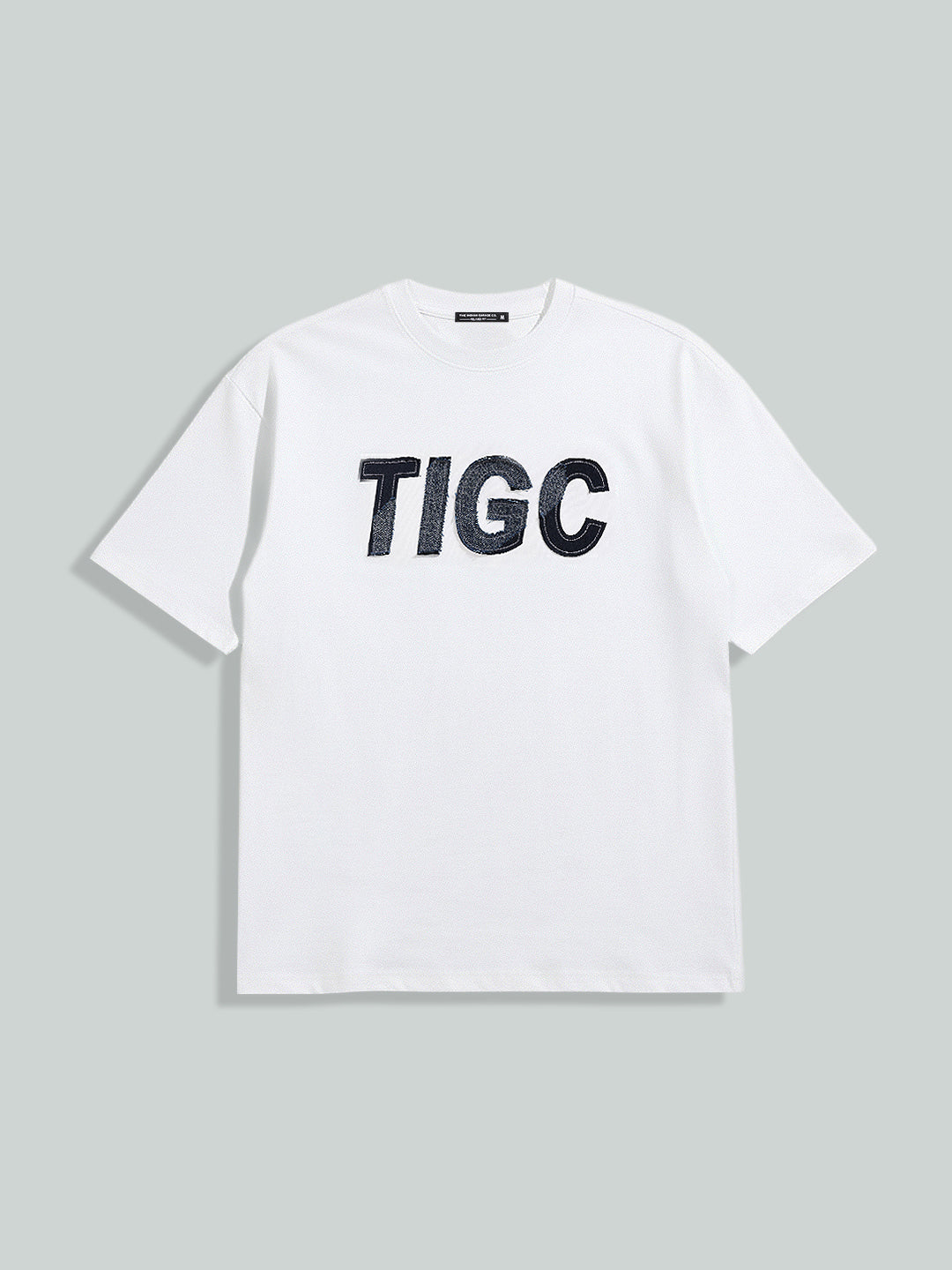 Men's White Relaxed Fit Embroided 240 GSM Casual T-Shirt