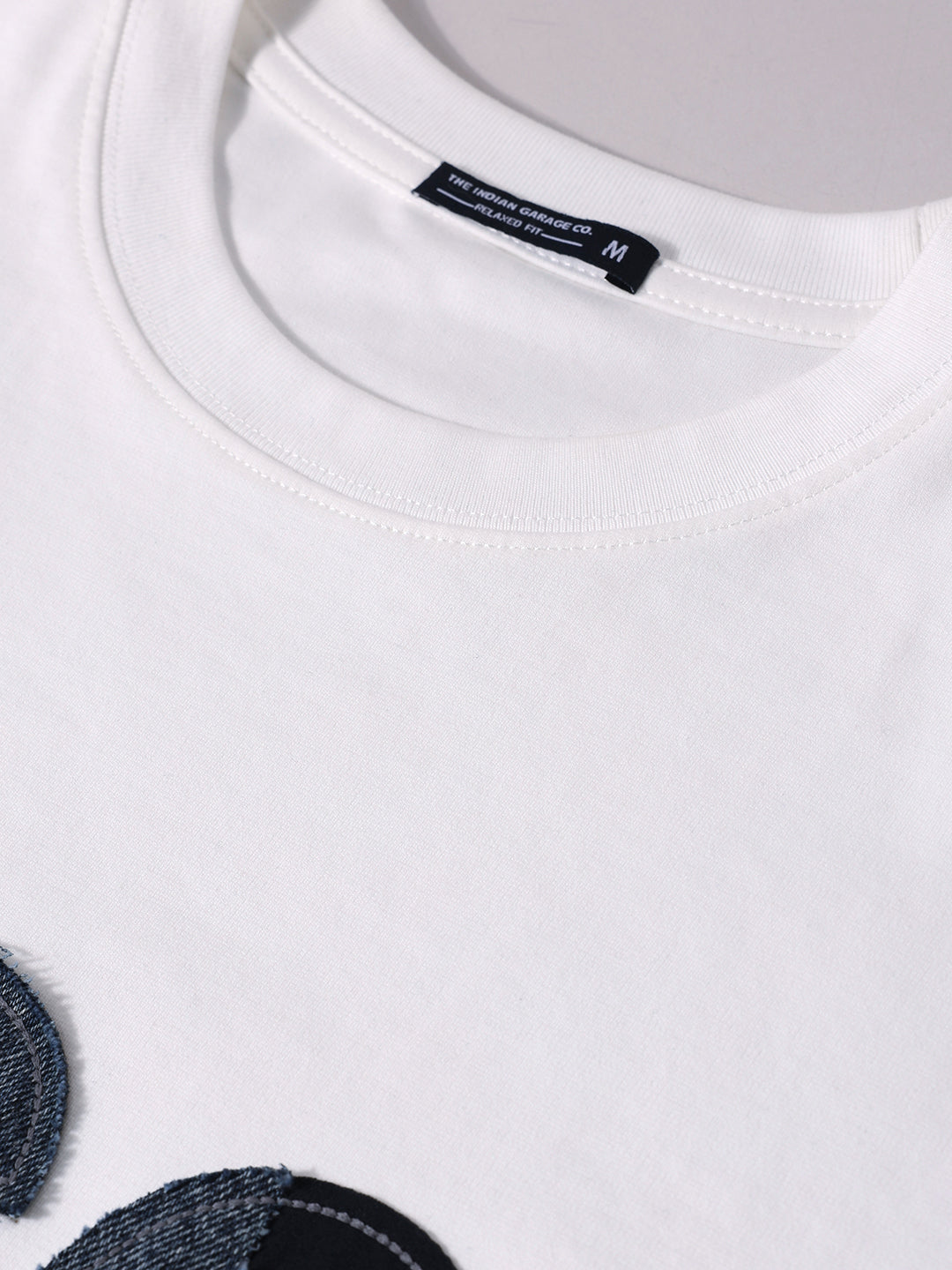 Men's White Relaxed Fit Embroided 240 GSM Casual T-Shirt