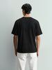 Men's Black Relaxed Fit Embroided 240 GSM Casual T-Shirt