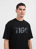 Men's Black Relaxed Fit Embroided 240 GSM Casual T-Shirt