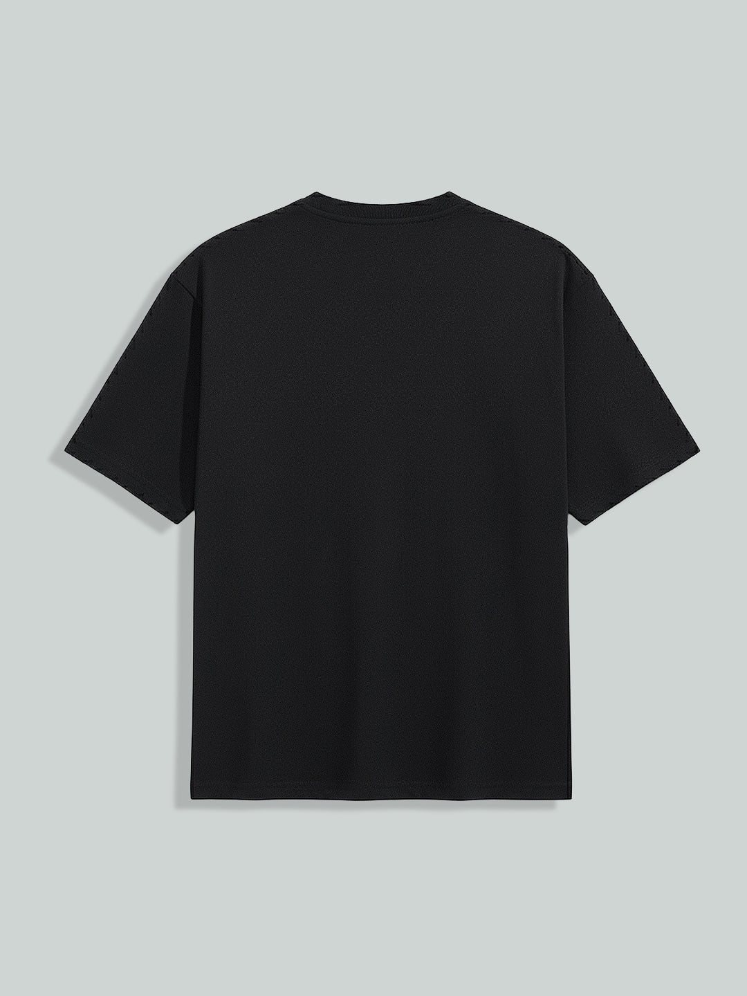 Men's Black Relaxed Fit Embroided 240 GSM Casual T-Shirt