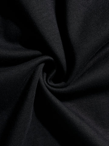 Men's Black Relaxed Fit Embroided 240 GSM Casual T-Shirt