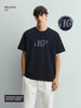 Men's Blue Relaxed Fit Embroided 240 GSM Casual T-Shirt