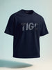 Men's Navy Blue Relaxed Fit Embroided 240 GSM Casual T-Shirt