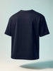 Men's Navy Blue Relaxed Fit Embroided 240 GSM Casual T-Shirt