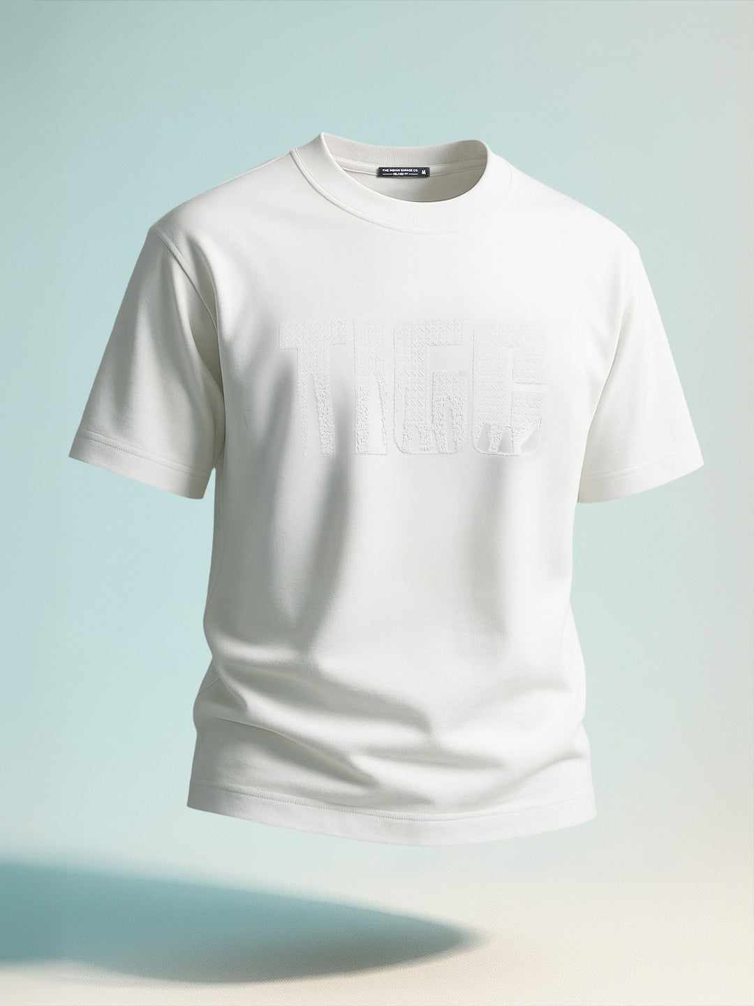 Men's White Relaxed Fit Embroidered Casual T-Shirt