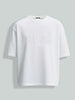 Men's White Relaxed Fit Embroidered Casual T-Shirt