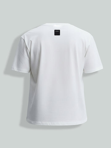 Men's White Relaxed Fit Embroidered Casual T-Shirt