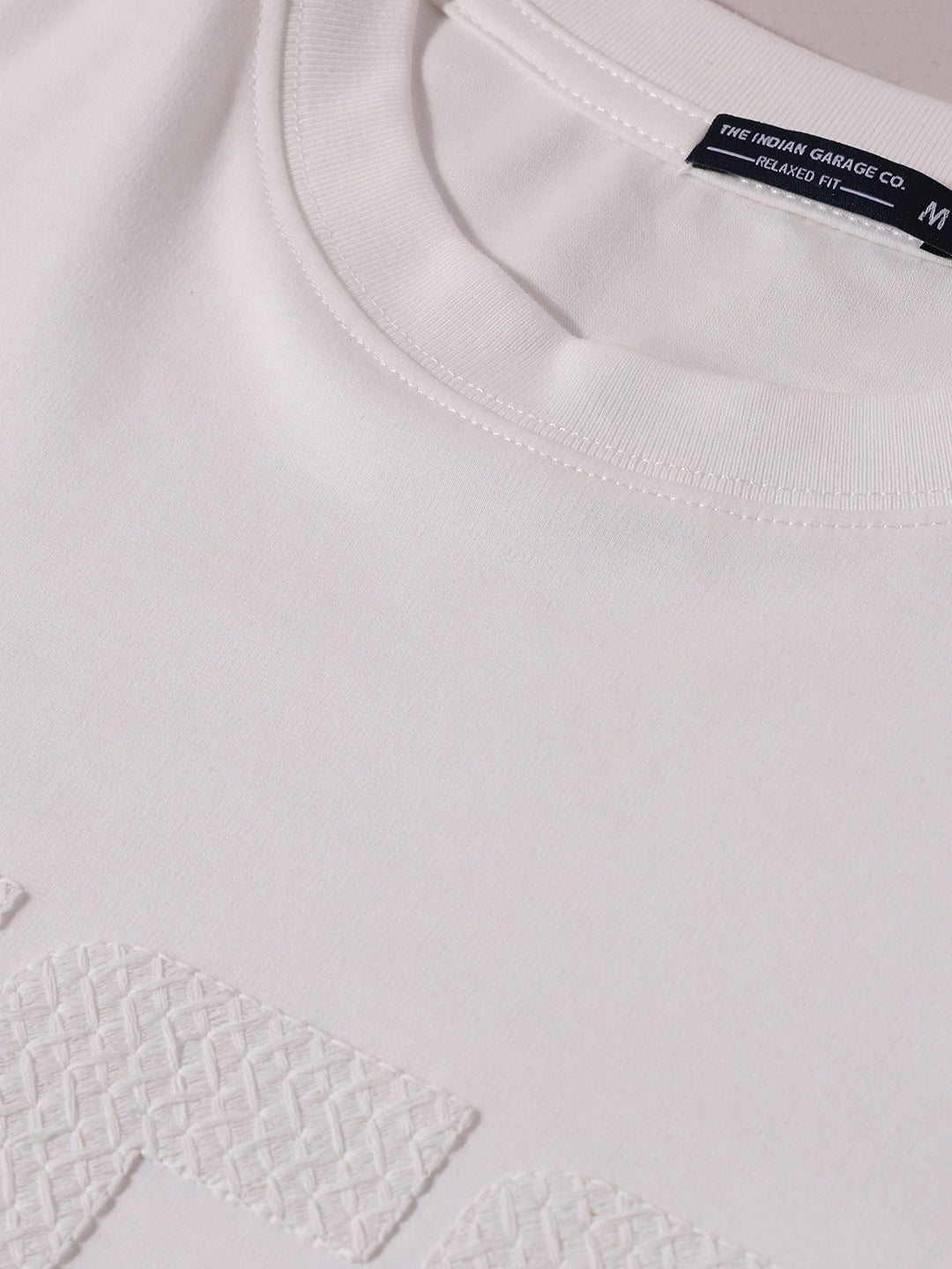 Men's White Relaxed Fit Embroidered Casual T-Shirt