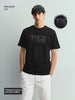 Men's Black Relaxed Fit Embroided 240 GSM Casual T-Shirt