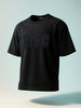 Men's Black Relaxed Fit Embroided 240 GSM Casual T-Shirt