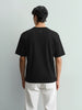 Men's Black Relaxed Fit Embroided 240 GSM Casual T-Shirt