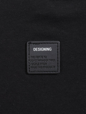 Men's Black Relaxed Fit Embroided 240 GSM Casual T-Shirt