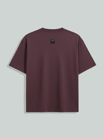 Men's Purple Relaxed Fit Embroided 240 GSM Casual T-Shirt