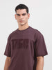 Men's Purple Relaxed Fit Embroided 240 GSM Casual T-Shirt