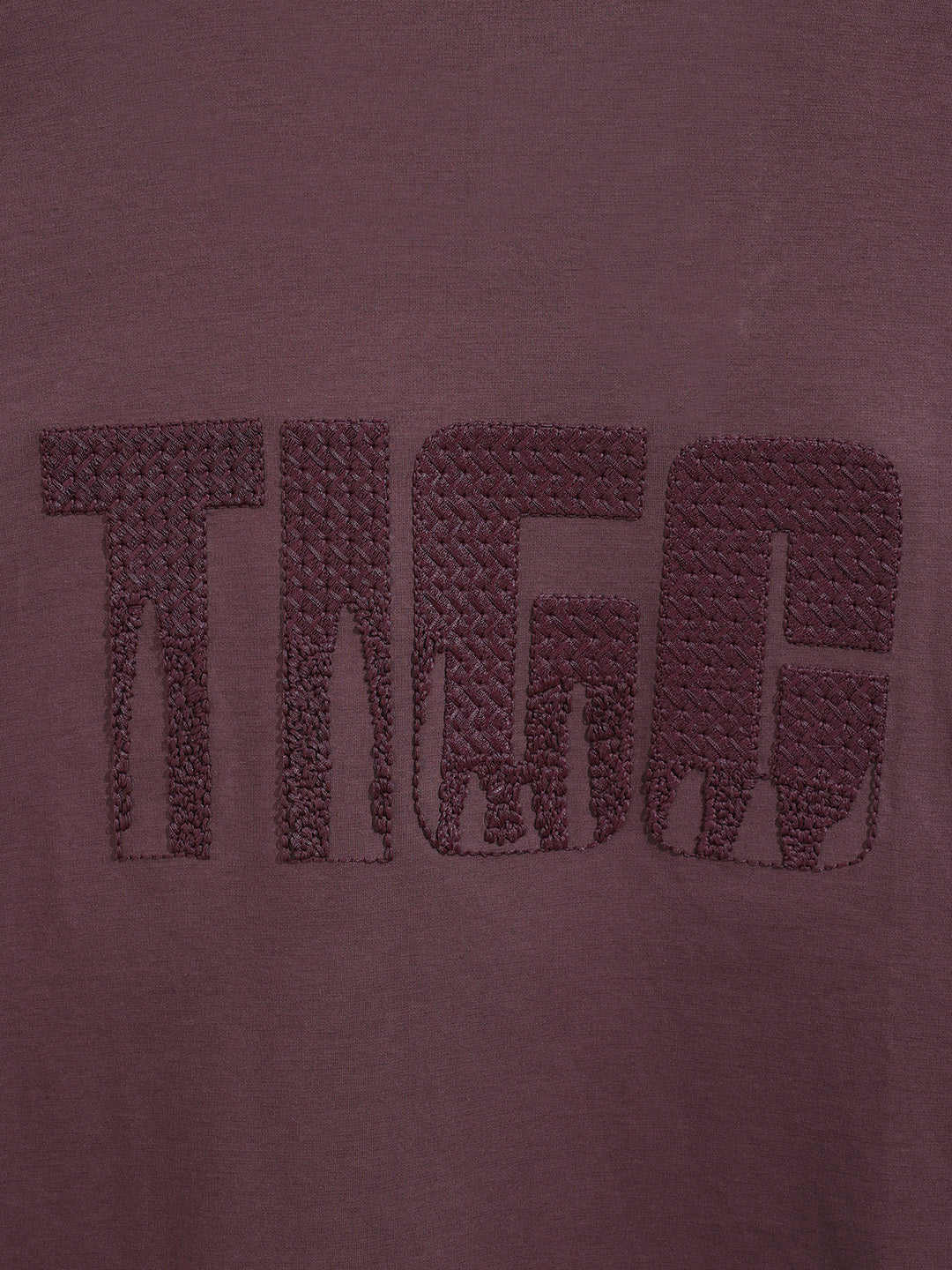 Men's Purple Relaxed Fit Embroided 240 GSM Casual T-Shirt