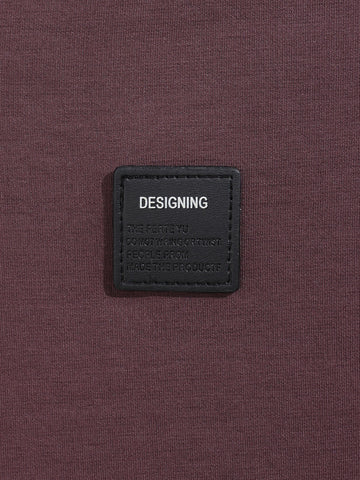 Men's Purple Relaxed Fit Embroided 240 GSM Casual T-Shirt