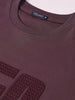 Men's Purple Relaxed Fit Embroided 240 GSM Casual T-Shirt