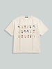 Men's Cream Relaxed Fit Embroided 240 GSM Resort Wear T-Shirt