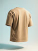 Men's Beige Relaxed Fit Embroided 240 GSM Resort Wear T-Shirt