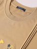 Men's Beige Relaxed Fit Embroided 240 GSM Resort Wear T-Shirt