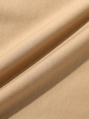 Men's Beige Relaxed Fit Embroided 240 GSM Resort Wear T-Shirt
