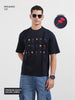 Men's Blue Relaxed Fit Embroided 240 GSM Resort Wear T-Shirt