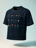 Men's Navy Blue Relaxed Fit Embroided 240 GSM Resort Wear T-Shirt