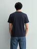 Men's Blue Relaxed Fit Embroided 240 GSM Resort Wear T-Shirt