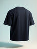 Men's Navy Blue Relaxed Fit Embroided 240 GSM Resort Wear T-Shirt