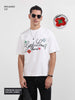 Men's White Relaxed Fit Embroided 240 GSM Resort Wear T-Shirt