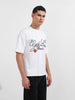 Men's White Relaxed Fit Embroided 240 GSM Resort Wear T-Shirt