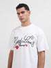 Men's White Relaxed Fit Embroided 240 GSM Resort Wear T-Shirt
