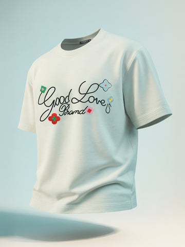 Men's Green Relaxed Fit Embroided 240 GSM Resort Wear T-Shirt